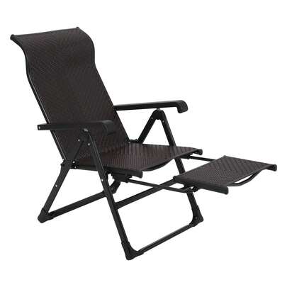Techigher Rattan Chaise Lounge Chair,Folding Outdoor Recliner With Adjustable Foot Rest & Backrest,Weather-Resistant PE Rattan,330lb Capacity For Pati