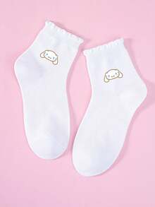 1/5 pares de calcetines para niños con estampados de Hello Kitty, Kitty, KT Cat, My Melody, Kuromi, Pochacco, Cinnamoroll, con puños con volantes