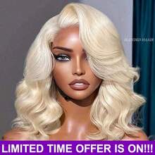 200% Density #613 Fashionable Blonde 13x4 Lace Front Wig 24 Inch Water Wave 200% Density High Definition Lace Front Wig Pre-Plucked Bob Wig For Women - S613 - View 2