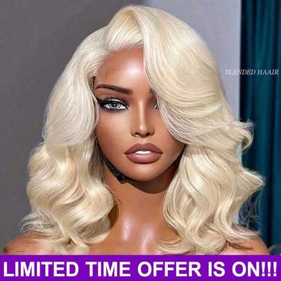 200% Density #613 Fashionable Blonde 13x4 Lace Front Wig 24 Inch Water Wave 200% Density High Definition Lace Front Wig Pre-Plucked Bob Wig For Women