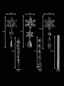 10pcs Christmas Tree Decoration Crystal Ornaments - Hanging Acrylic Christmas Snowflake Icicle Drop Crystal Ornaments For Xmas Tree Winter New Year Party Supplies,Christmas