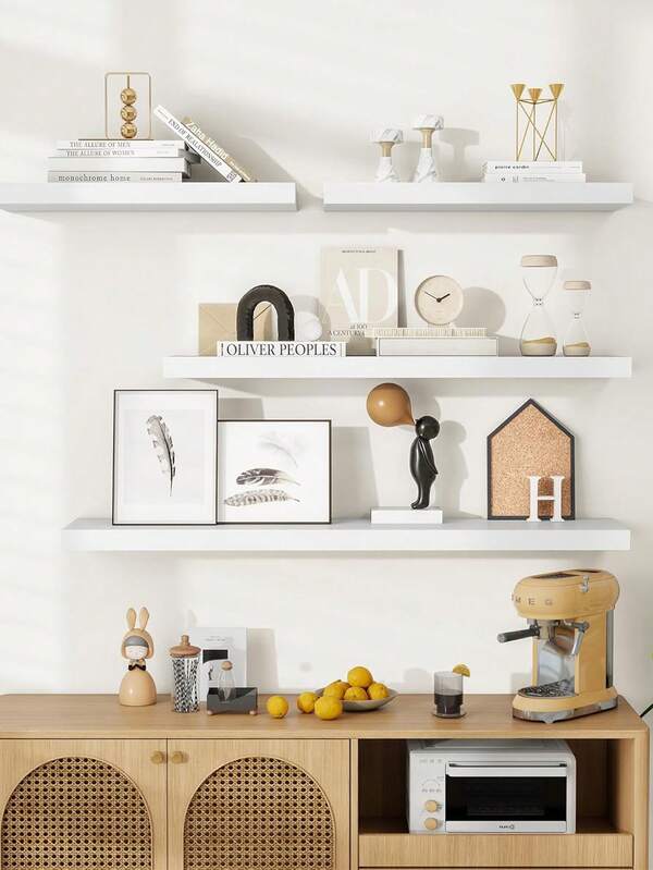 1PC Floating Shelves For Wall,Engineered Wood Shelves With Invisible Brackets For Living Room, Bedroom, Bathroom, Kitchen Decor And Storage