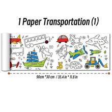 Rollo de dibujo de lienzo de animales de 90cm para niños, rollo de papel para colorear, relleno de Color, Graffiti, pintura cortada en papel, escuela educativa - 1 Tráfico de papel 1 - Ver 12