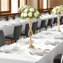 Hochzeitsmittelstücke Blumenständer 10 Stück Set, 52 cm Hochzeit Blumenvasen, künstliche Blumen Goldvasen Für Weihnachten Hochzeitsfeier Geburtstag Veranstaltung Empfang Wohnkultur