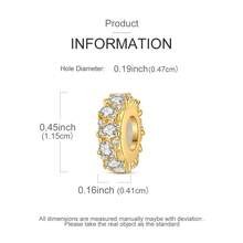 1 Stück bunter kubischer Zirkonia Silikon Stopperperle Anhänger, geeignet für 3mm Armband Halskette Anhänger, Schmuckherstellung für Frauen - Gold - Übersicht 5