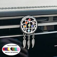 1pc New Crystal Stone Chakra Car Air Freshener Diffuser Clip With 10pcs Pads Dreamcatcher Car Air Freshener Outlet Decorations Vent Clips Leaf Aromatherapy Diffuser Open Locket Pendant Pendant Door Interior Accessories - Silver - View 19