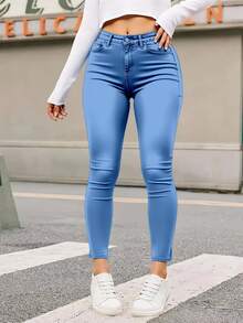 Pantalones De Mujer Mezclilla Mezclilla Vaqueros Cargo Curvy Claros Tiro Alto Color Azul negro - Azul - Ver 3