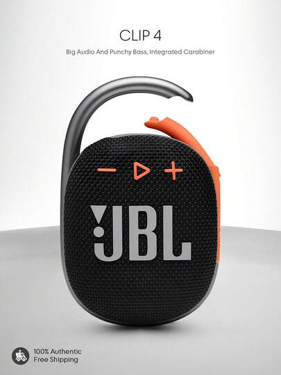 JBL 4 Altavoz Bluetooth Mini Portátil con Clip, Calidad de Sonido Impresionante, Graves Potentes, Mosquetón Incorporado, IP67 Resistente al Agua y al Polvo, 10 Horas de Reproducción, Adecuado para el Hogar, Exteriores, Viajes