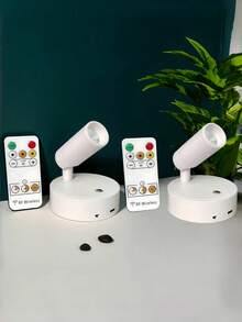 1pc/2pcs ABS/Aluminum Alloy Material Remote Control Wireless USB Rechargeable Long-Lasting (Built-In 18650-2000mAh Super Capacity Battery) Wall Lamp Stepless Tri-Color Touch Dimmable (With Independent Switch) 350° Rotatable 90° Tiltable Wireless Magnetic Suction Bedside Reading Lamp, Suitable For Decorative Painting Lighting, Tree Lighting, Exhibition Hall Decoration - Multicolor - View 19