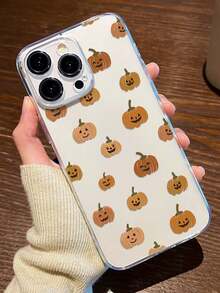 1pc Halloween Pumpkin Graphic Transparent TPU Protective Phone Case, Compatible With Iphone - Multicolor - View 3