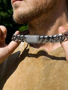 1PC Men's Luxury Cuban Link Chain Necklace 8-22mm Iced Out Miami Style Hip Hop Jewelry  Silver Plated Stainless Steel Bling  Unisex Jewelry As Party & Gift & Stage Show - 8毫米/0.31英寸 - 查看 4