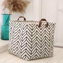 1pc Fabric Storage Box, Household Dirty Clothes Laundry Basket, Foldable Toy Storage Bin