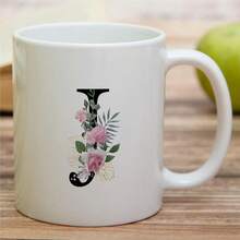 Retreez Initial A-Z Floral Botanical Bouquet Alphabet Monogrammed Monogram Mug 11 Oz Ceramic Tea Coffee Mugs - Appreciation Thank You Wedding Birthday Gifts For Her Friend Coworker Sister - J Initial - Alphabet Letter O Initial - White - View 11