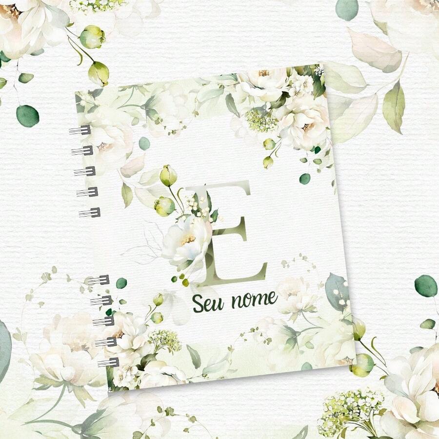 Personalized A5 Floral Notebook With Initial And Name - E - Ver 1