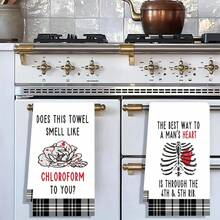 2/4/6/48pcs Soft Kitchen Towels/Dish Cloths With Bone & Red Dotted Floral Print, Multi-Purpose, Quick Drying, Suitable For Kitchen, Celebration, Wedding, Decoration, Etc.