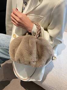Yogodlns Multi Functional Furry Shoulder Bag Fashionable Women Bucket Handbag Soft Plush Crossbody Bags Fur Cloud Bags Simple Design Women Soft Plush Shoulder Bags Winter Furry Ladies Clutches Purse Small Handbags Fashion Female Crossbody Bags, New Arrival Fur Bag For Women