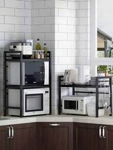 1 pieza Estante de cocina expandible de acero al carbono, Estante para horno de microondas, Estante de almacenamiento para horno, Estante para especias grueso para microondas, Estante para utensilios de cocina de varias capas, Estante de almacenamiento de cocina, Altura y ancho ajustables Estante de almacenamiento de encimera de horno de varias capas, Estante para microondas, Soporte para microondas expandible, Organizador de encimera de cocina, Organizador de encimera, El diseño espacioso de varias capas proporciona talla grande espacio de almacenamiento, Adecuado para uso en la encimera de la cocina del hogar - Multicolor - Ver 8