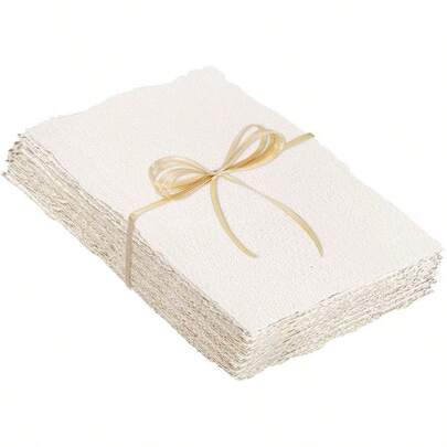 25 Sheets Watercolor Paper 300 GSM Deckled Edge Rough Textured Handmade Cotton Paper 2 X 3.5 Inch White Paper Ideal For Watercolor Painting Wedding Invitations Greeting Cards And Craft Projects With Premium Texture And High Absorbency