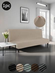 1pc Milk Silk Armless Sofa Cover, All Season Modern Minimalist Armless Sofa Dust Cover, Scratch-Resistant, Washable, Suitable For Living Room, Bedroom, Study, Black, Light Gray