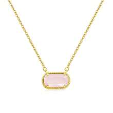 Birthstone Necklace For Women 14k Gold Plated Preppy Oval Stone Necklaces   Pendant Necklaces Birthday Gifts For Women Mom Wife Friends-307968 - 六月粉紅 - 查看 2