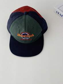 1pc Dopamine Color Block Flat Brim Baseball Cap, Unisex All Season Versatile Large Head Circumference Short Brim Hip Hop Cap, Skater Hippie Chicks Style, Creative Color Combination Large Head Circumference Hat - Multicolor - View 20