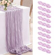 10 Pcs Light Purple Pleated Table Runner, Folding Tablecloth, Festive Birthday Decor Wedding Decor Holiday Home Decor Party Room Table Decoration Violet Table Cloth, Table Flag, Lilac Solid Color Table Cover, Birthday Decor Wedding Decor, 2025 New Year Decor, Party Favor, Babe Shower Party Decor - Purple - View 16