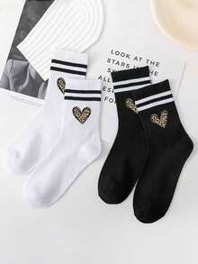 40/30/24/20/10/8/6/4/2件組 中性舒適運動襪，適合訓練/秋季/冬季，女款長襪，抗菌，黑色/白色 - 彩色 - 查看 4