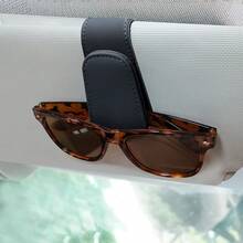 Car Sunglasses Bracket, Magnetic Leather Glasses Hook Clip, Suitable For Car Sun Visor, Sunglasses Bracket And Bill Card Clip Car Sun Visor Accessories, 1 Piece - màu đen - Xem 1