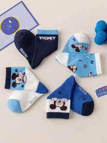 Disney 8双装米奇老鼠图案儿童袜子，卡通船袜，男女童款，秋冬季 - 彩色 - 查看 4
