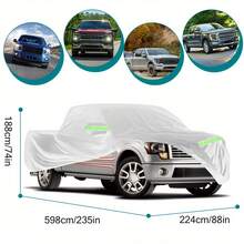 Capa de Caminhonete Completa 190T para F-150 F-250 F-350, Proteção contra Vento, Poeira, UV, Sol, Neve e Gelo, Tamanho: 235*88*74 polegadas