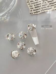 5 件/10 件/20 件/50 件混合尺寸奢华指甲水钻装饰，全新闪亮合金堆叠水钻，水晶斜心形和方形指甲饰物，DIY 美甲用品 - 彩色 - 查看 18