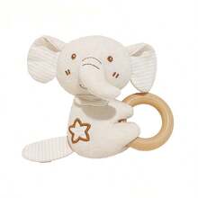 婴儿木制摇铃牙胶摇铃，婴儿发育手抓摇铃，柔软毛绒动物感官牙胶，适合 0-6 个月，新生儿蒙特梭利毛绒玩具，吱吱作响的感官旅行配件，柔软的质地和皱褶的声音，适合男婴、女婴的最佳新生儿圣诞新年礼物 - 彩色 - 查看 7