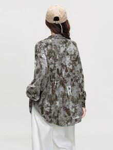 2025 Autumn American Vintage Street Slouchy Tie-Dye Loose Casual Shirt For Women