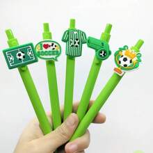 1pc/5pcs/10pcs Set Creative Football Themed Ballpoint Pens, Playful & Cute Green & White Football Design, Office Stationery Writing Pens [Ballpoint Pen, Quick-Drying Pen, Gel Pen], School Supplies, Cute Signature Pens, Suitable For Girls And Students, Classroom Rewards, Back To School Gifts - Multicolor - View 5