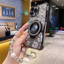 1 pezzo Custodia telefonica di lusso con retro in acrilico trasparente + bordo in TPU silicone morbido e guscio rigido in PC, design a capsula spaziale con cuscinetto d'aria elettroplaccato ai quattro angoli, anti-caduta, con pellicola per lenti, adatta per donne e uomini