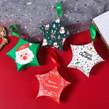 8 Peças Caixas de Doces Criativas de Natal, Caixas de Doces em Forma de Estrela de Natal, Mini Embalagem de Doces de Natal, Natal, Suprimentos para Festa de Natal, Decorações de Natal, Fantasias de Natal