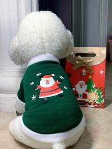 1 Stück Weihnachts-Sweatshirt für Haustiere als Weihnachtsmann, warmer Fleece Weihnachtsmann Hoodie für kleine/mittlere Hunde und Katzen, Weihnachts-Outfit für Haustiere