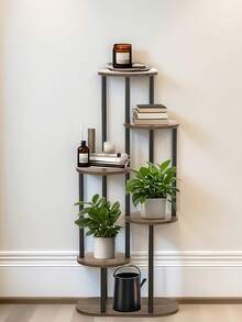 1pcs Multi-Layer Flower Stand, Plant Stand Succulent Flower Pot Rack, Suitable For Living Room Balcony, Space-Saving Indoor Plant Rack And Storage Rack - 黑色 - 查看 3