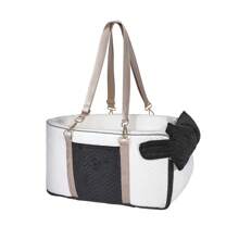 Dog Car Seat For Small Dogs, Portable Center Console Dog Car Seat, Pet Booster Seats With Safety Belt  And Soft Cushion, Pet CarSeat For Dogs And Cats Under 15 Lbs, White