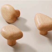 Tiradores de gabinete de madera de estilo nórdico para niños, tiradores de cajón de piedra con diseños de dibujos animados, perillas de madera natural para habitaciones infantiles y armarios