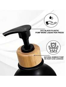 1-Pack Black Soap Dispenser Bathroom Hand Soap And Dish Soap Dispenser With Bamboo Pump, 16 Oz Kitchen Plastic Soap Dispenser And Lotion Dispenser Set, Refillable Liquid Soap Dispenser Bottle