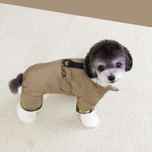 25件/包 刺绣字母棉质宠物服，四脚棉质连体衣，新款猫狗服装，加厚花卉图案狗狗棉质外套，小型犬服装，秋冬加厚防风棉质羽绒服，休闲英伦风羽绒外套 - 棕色 - 查看 12