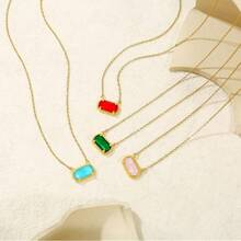 Birthstone Necklace For Women 14k Gold Plated Preppy Oval Stone Necklaces   Pendant Necklaces Birthday Gifts For Women Mom Wife Friends-307968 - 三月-海藍寶石 - 查看 9