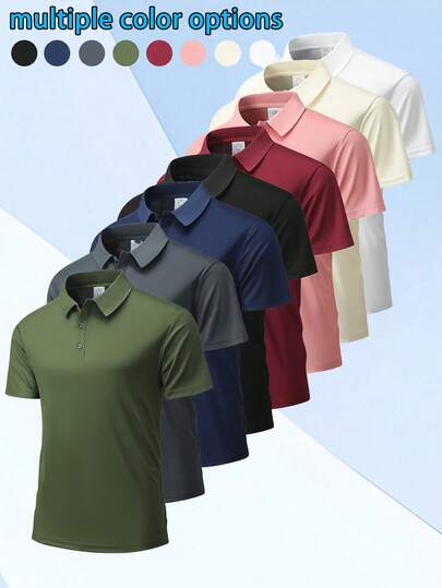 Men's Sports Polo Shirt Short Sleeve Quick Dry Outdoor Business Casual Breathable T-Shirt
