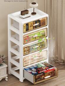 3/4/5/6-poziomowa wielofunkcyjna szuflada z rolkami – składana szafka z pojedynczymi drzwiami – trwała, plastikowa szuflada, oszczędzająca miejsce półka kuchenna na przekąski, napoje, książki, ubrania, odpowiednia do kuchni, salonu, gabinetu i łazienki