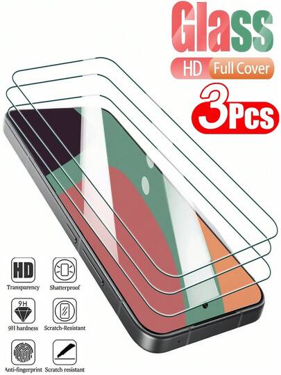 Película de vidro temperado transparente HD 3 peças compatível com Samsung Galaxy S25 Ultra S24 S23 A56 A17 A26 A36 A55 / compatível com Xiaomi 14T 13T 11Lite Poco M7 C65 / Redmi 15 15C 14C 4G 5G 9H dureza à prova de explosão resistente a arranhões película protetora de tela de celular proteção de tela essencial, aplicável para proteção diária, escritório, acessórios de telefone residencial à prova d'água à prova de choque antiqueda