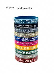 20pcs Bible Verse Bracelets - Silicone Bracelets Jesus Bracelets - Cute Christian Bracelets Colorful Wristbands - Comfortable & Lightweight - Perfect Religious Gift For Men & Women - Great Christmas Gift Idea - Multicolor - View 12