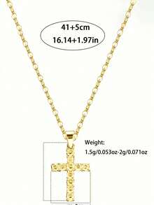 1 件 925 纯银锆石十字架项链，适合送给妈妈和家人的节日贴心礼物 - 金黃色 - 查看 3