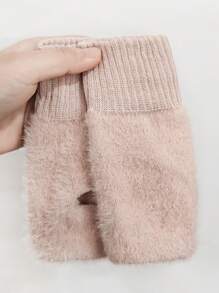 1 par de nuevos guantes sin dedos de felpa de visón para mujer, de unicolor, suaves y cálidos para el invierno. Guantes de punto de lana sin dedos, guantes de mujer de invierno de felpa de punto, con dedos descubiertos, versátiles para pantalla táctil, oficina, estudiantes para escribir.