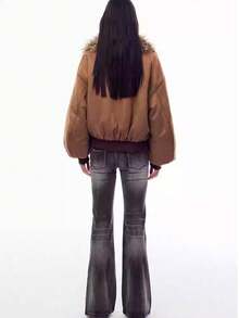 Chaqueta de mujer para otoño e invierno con cuello largo y abrigo acolchado